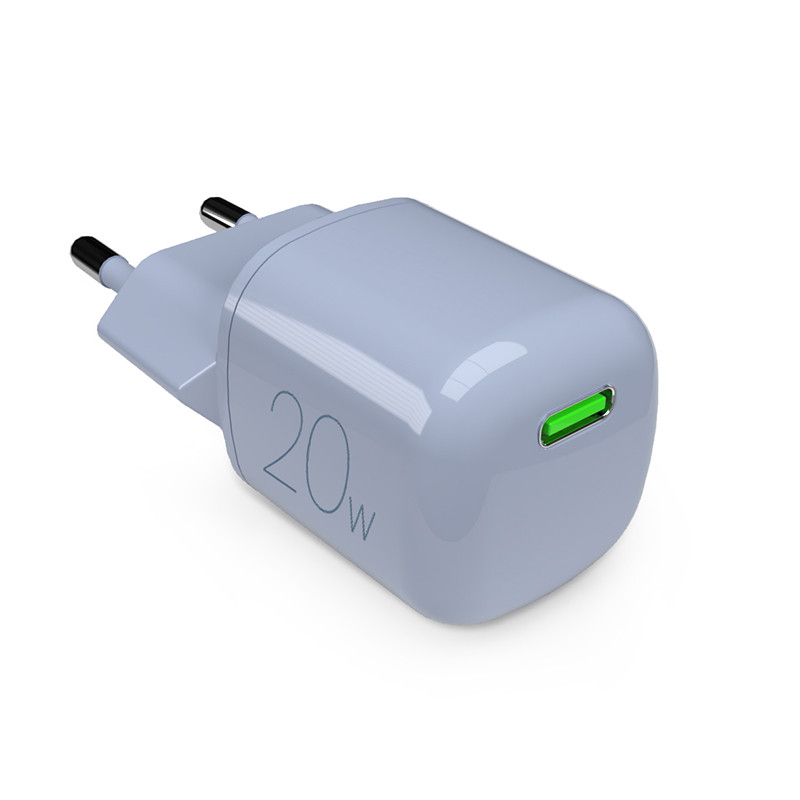 Ładowarka Sieciowa 1x USB-C 20 W Pd Puro Minipro Wall Charger Gan Niebieski