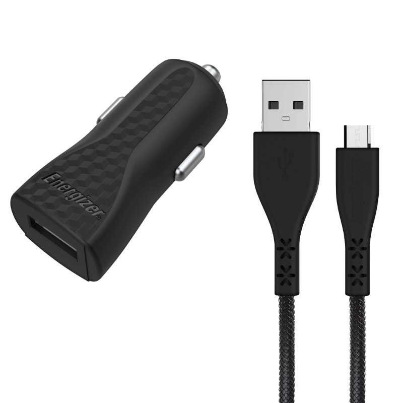 Ładowarka Samochodowa USB-A 1A + Kabel Micro USB Energizer Hardcase Czarny