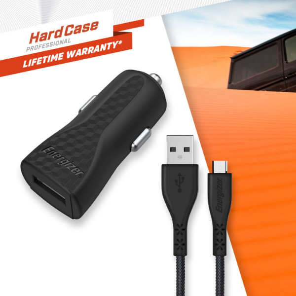 Ładowarka Samochodowa USB-A 1A + Kabel Micro USB Energizer Hardcase Czarny