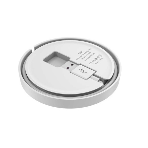 Ładowarka Bezprzewodowa QI 10 W + Wbudowany Kabel Budi Biały