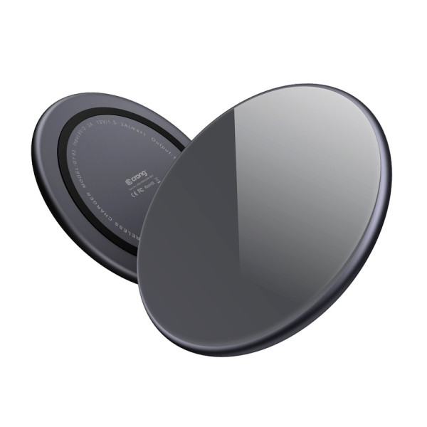 Ładowarka Bezprzewodowa Aluminiowa QI 15 W USB-C Z Powłoką Ze Szkła Hartowanego Crong Powerspot Fast Wireless Charger Czarny