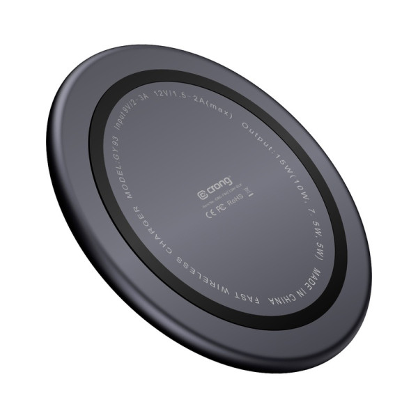 Ładowarka Bezprzewodowa Aluminiowa QI 15 W USB-C Z Powłoką Ze Szkła Hartowanego Crong Powerspot Fast Wireless Charger Czarny