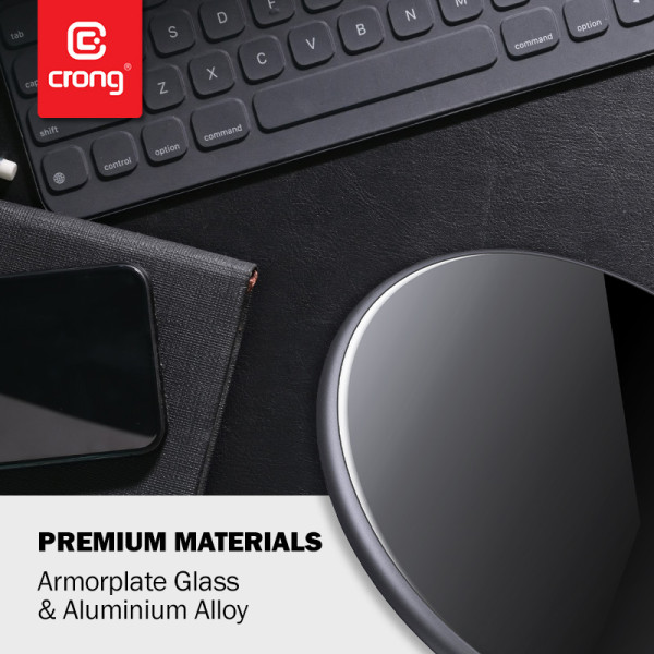 Ładowarka Bezprzewodowa Aluminiowa QI 15 W USB-C Z Powłoką Ze Szkła Hartowanego Crong Powerspot Fast Wireless Charger Czarny
