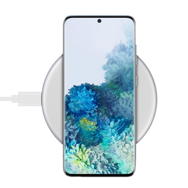 Ładowarka Bezprzewodowa Aluminiowa QI 15 W USB-C Z Powłoką Ze Szkła Hartowanego Crong Powerspot Fast Wireless Charger Srebrny