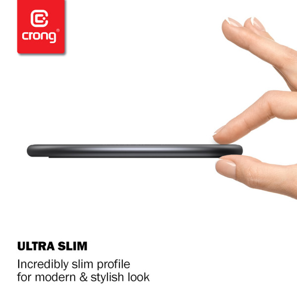 Ładowarka Bezprzewodowa Aluminiowa QI 15 W USB-C Z Powłoką Ze Szkła Hartowanego Crong Powerspot Fast Wireless Charger Srebrny