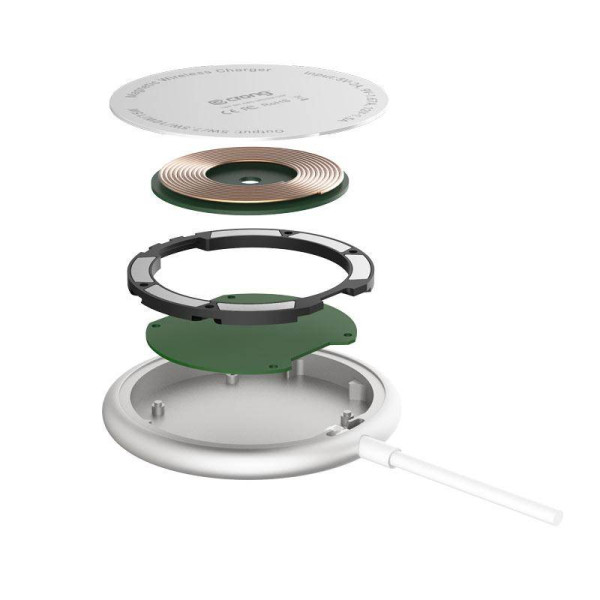Ładowarka Indukcyjna Aluminiowa MagSafe 15 W Crong Magspot Wireless Charger Srebrny
