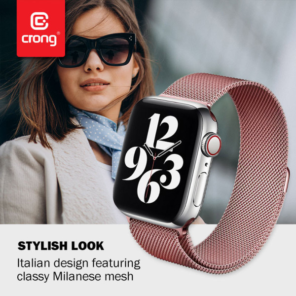 Bransoletka  Ze Stali Nierdzewnej Do Apple Watch 38 / 40 / 41 mm Crong Milano Steel Różowe Złoto
