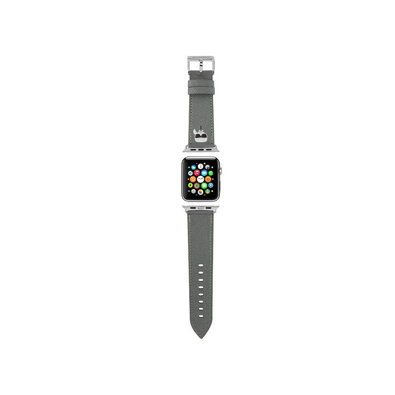 Pasek Do Apple Watch 38 / 40 / 41 mm Karl Lagerfeld Saffiano Karl Head Srebrny