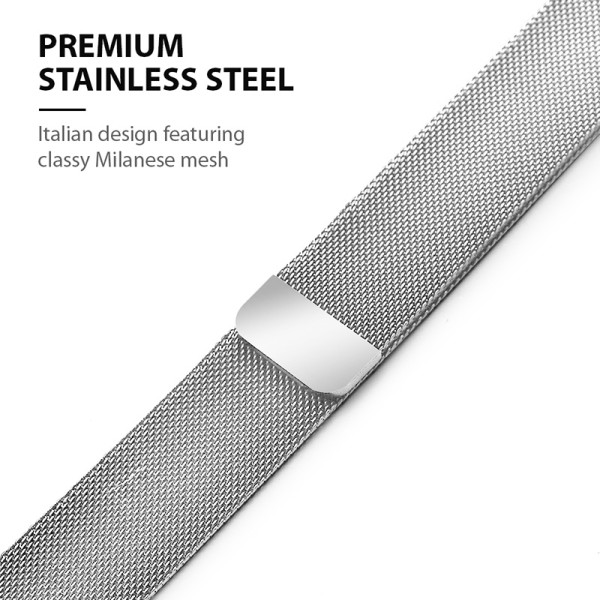 Bransoletka Ze Stali Nierdzewnej Do Apple Watch 42 / 44 / 45 / 49 mm Crong Milano Steel Srebrny