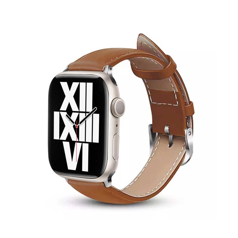 Pasek Z Naturalnej Skóry Do Apple Watch 42 / 44 / 45 / 49 mm Crong Noble Band Brązowy