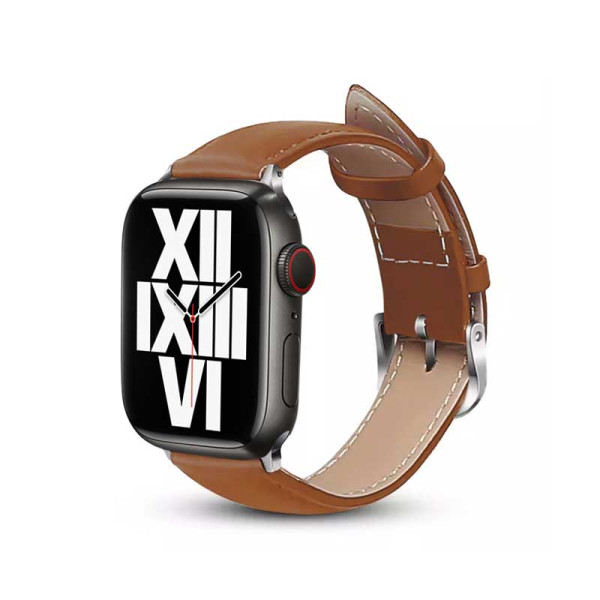 Pasek Z Naturalnej Skóry Do Apple Watch 42 / 44 / 45 / 49 mm Crong Noble Band Brązowy