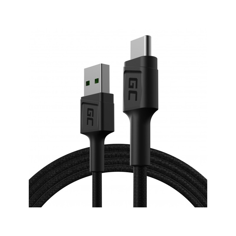 Kabel Przewód USB-A - USB-C 120 cm Szybkie Ładowanie Ultra Charge. QC 3.0 Green Cell Powerstream Czarny