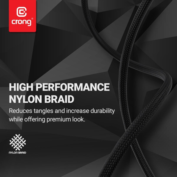 Kabel 60 W 3A USB-A Do USB-C Fast Charging 150 cm Crong Armor Link Czarny