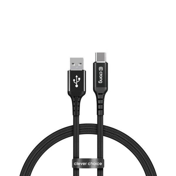 Kabel 60 W 3A USB-A Do USB-C Fast Charging 150 cm Crong Armor Link Czarny