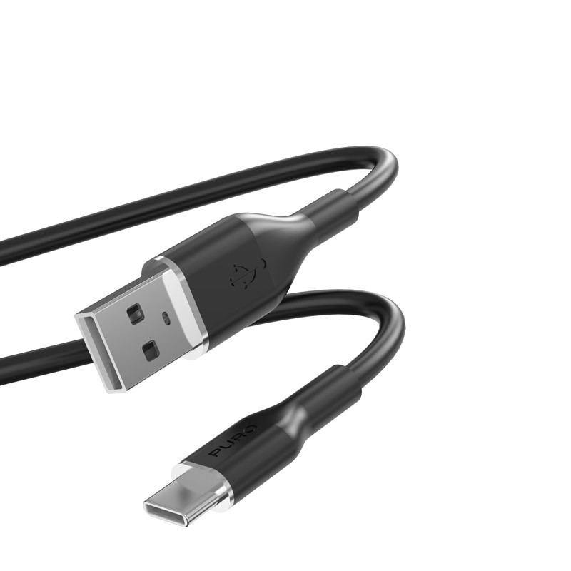 Kabel USB-A Do USB-C 1.5 m Puro Icon Soft Cable Czarny