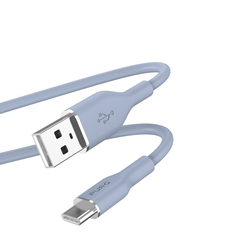 Kabel USB-A Do USB-C 1.5 m Puro Icon Soft Cable Niebieski