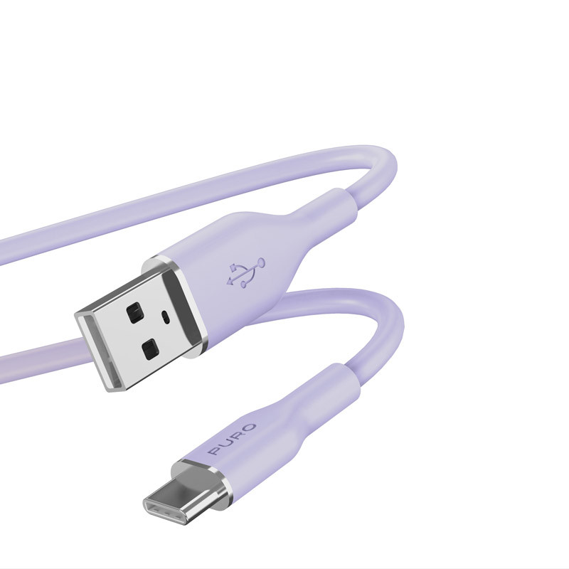 Kabel USB-A Do USB-C 1.5 m Puro Icon Soft Cable Fioletowy