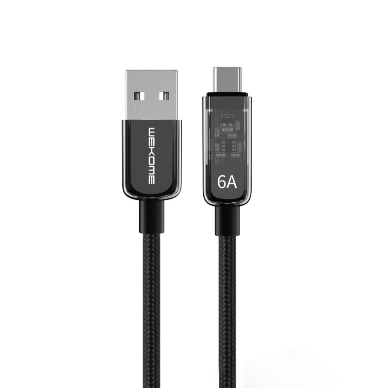 Kabel Połączeniowy USB-A Do USB-C Fast Charging 1 m Wekome WDC-180 Vanguard Series Czarny