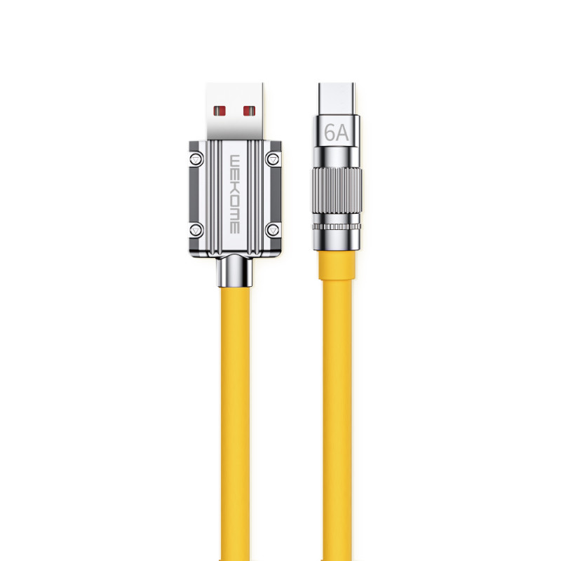 Kabel Połączeniowy USB-A Do USB-C Fast Charging 1 m Wekome Wdc - 186 Wingle Series Żółty