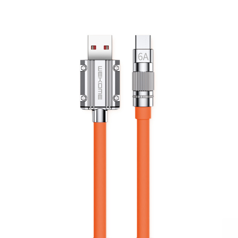Kabel Połączeniowy USB-A Do USB-C Fast Charging 1 m Wekome WDC-186 Wingle Series Pomarańczowy