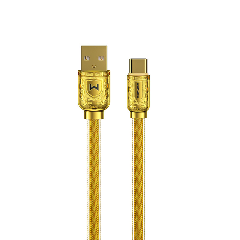 Kabel Połączeniowy USB-A Do USB-C Fast Charging 6A 1 m Wekome Wdc - 161 Sakin Series Złoty