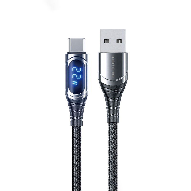 Kabel Połączeniowy USB-A Do USB-C 6A Fast Charging 1 m Wekome Wdc - 166 Sakin Series Szary