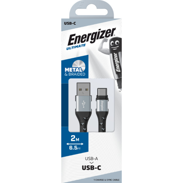 Kabel Połączeniowy USB-A Do USB-C 2 m Energizer Ultimate Srebrny