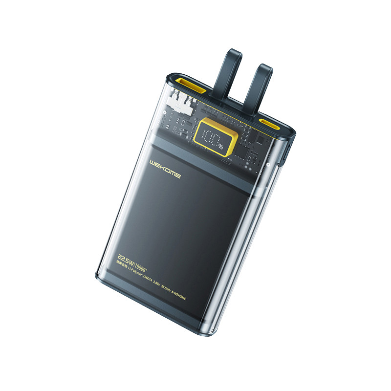 Powerbank 10000 mAh Super Charging Z Wbudowanym Kablem USB-C & Lightning PD 20 W + QC 22.5W Wekome Wp-323 Vanguard Series Czarny