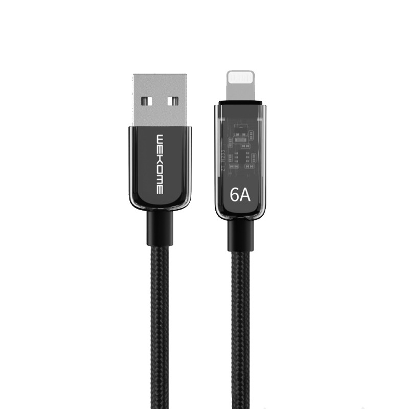 Kabel Połączeniowy USB-A Do Lightning Fast Charging 1 m Wekome WDC-180 Vanguard Series Czarny