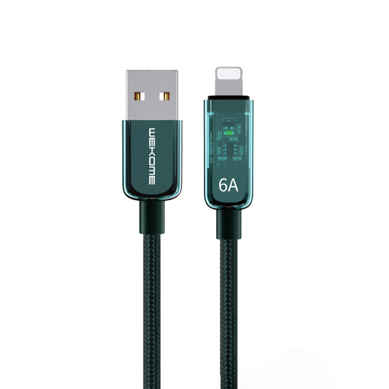 Kabel Połączeniowy USB-A Do Lightning Fast Charging 1 m Wekome Wdc - 180 Vanguard Series Zielony