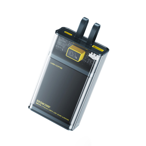 Powerbank 20000 mAh Super Charging Z Wbudowanym Kablem USB-C & Lightning PD 20 W + QC 22.5W Wekome Wp-325 Vanguard Series Czarny