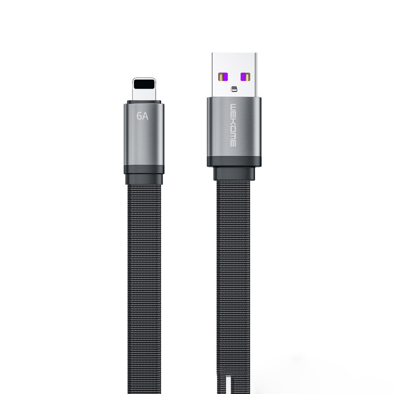 Kabel Połączeniowy USB-A Do Lightning 6A Fast Charging 1.3 m Wekome WDC-156 King Kong 2 Gen Czarny