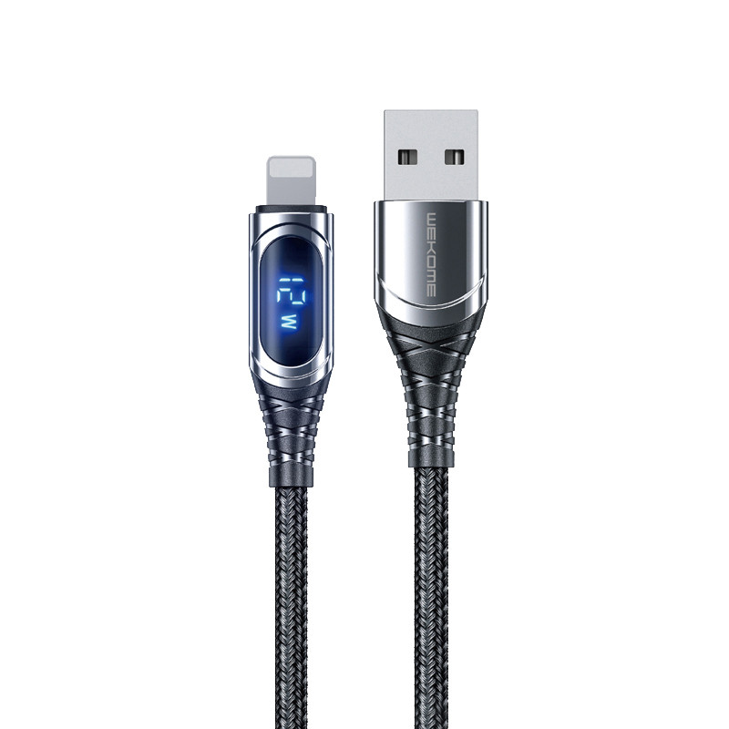 Kabel Połączeniowy USB-A Do Lightning 6A Fast Charging 1 m Wekome Wdc - 166 Sakin Series Szary