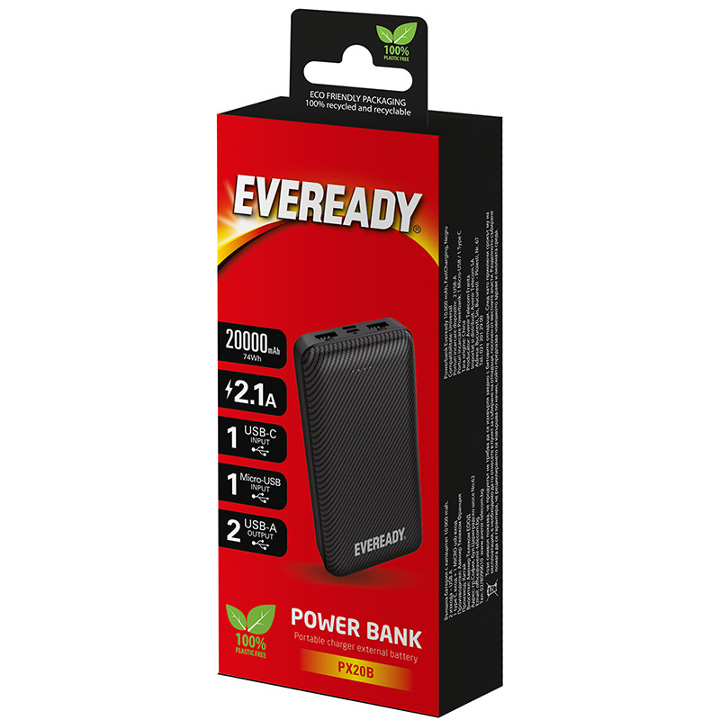 Powerbank 20000 mAh 2x USB-A Eveready PX20B Czarny
