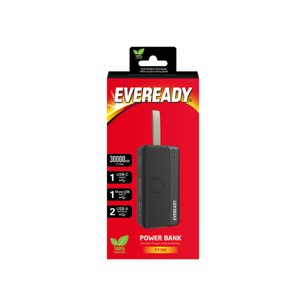 Powerbank 30000 mAh 2x USB-A Eveready PX30B Czarny