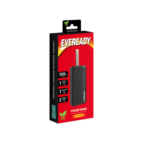 Powerbank 30000 mAh 2x USB-A Eveready PX30B Czarny