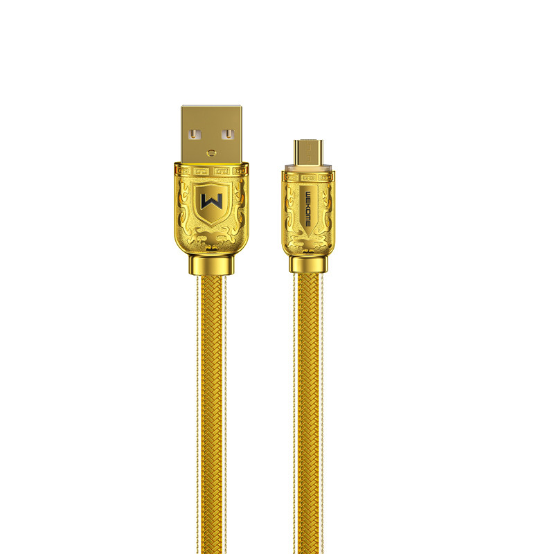 Kabel Połączeniowy USB-A Do Micro USB Fast Charging 6A 1 m Wekome Wdc - 161 Sakin Series Złoty