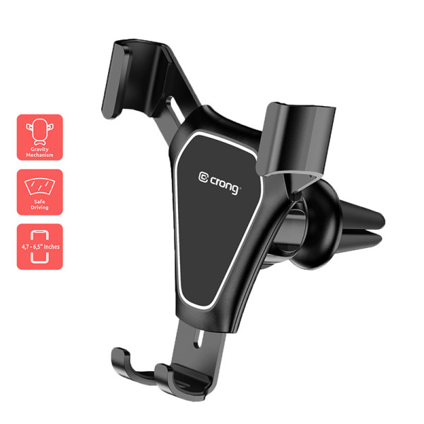 Uchwyt Samochodowy Grawitacyjny Do Telefonu 4.7 "- 6.5 " Crong Gravity Auto-Clip Car Holder Czarny