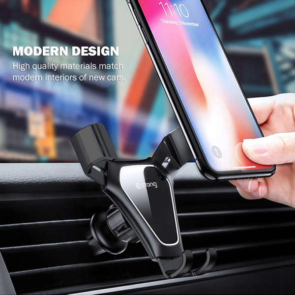 Uchwyt Samochodowy Grawitacyjny Do Telefonu 4.7 "- 6.5 " Crong Gravity Auto-Clip Car Holder Czarny