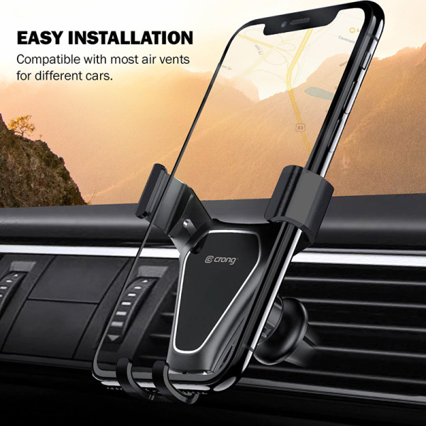 Uchwyt Samochodowy Grawitacyjny Do Telefonu 4.7 "- 6.5 " Crong Gravity Auto-Clip Car Holder Czarny