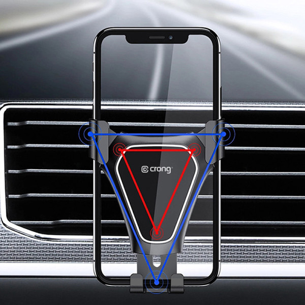 Uchwyt Samochodowy Grawitacyjny Do Telefonu 4.7 "- 6.5 " Crong Gravity Auto-Clip Car Holder Czarny