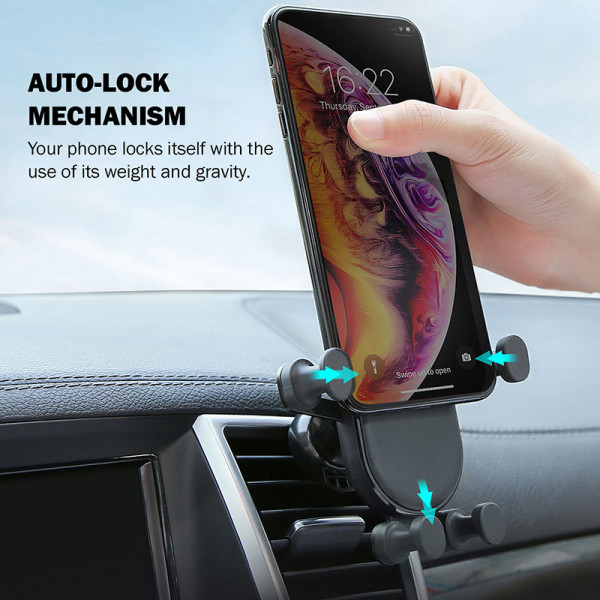 Uchwyt Samochodowy Grawitacyjny Do Telefonu 4.7 "- 6.5 " Crong Gravity Auto-Lock Car Holder Czarny