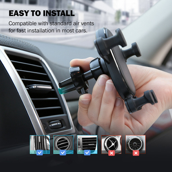 Uchwyt Samochodowy Grawitacyjny Do Telefonu 4.7 "- 6.5 " Crong Gravity Auto-Lock Car Holder Czarny