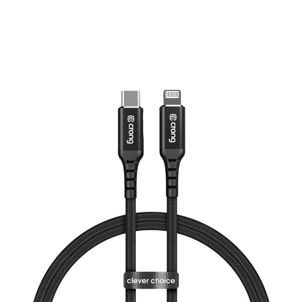 Kabel USB-C Lightning Fast Charging Z Certyfikat Mfi 150 cm Crong Armor Link Czarny