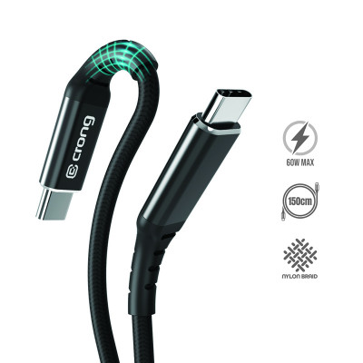 Kabel 60 W 3A USB-C Do USB-C Fast Charging 150 cm Crong Armor Link Czarny