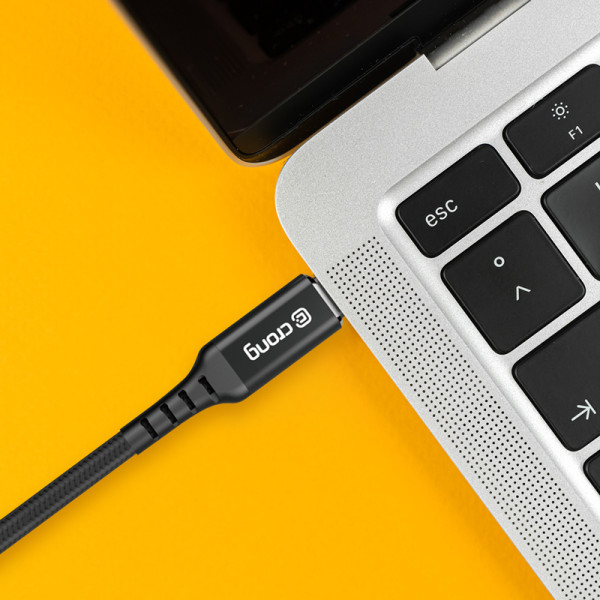 Kabel 60 W 3A USB-C Do USB-C Fast Charging 25 cm Crong Armor Link Czarny