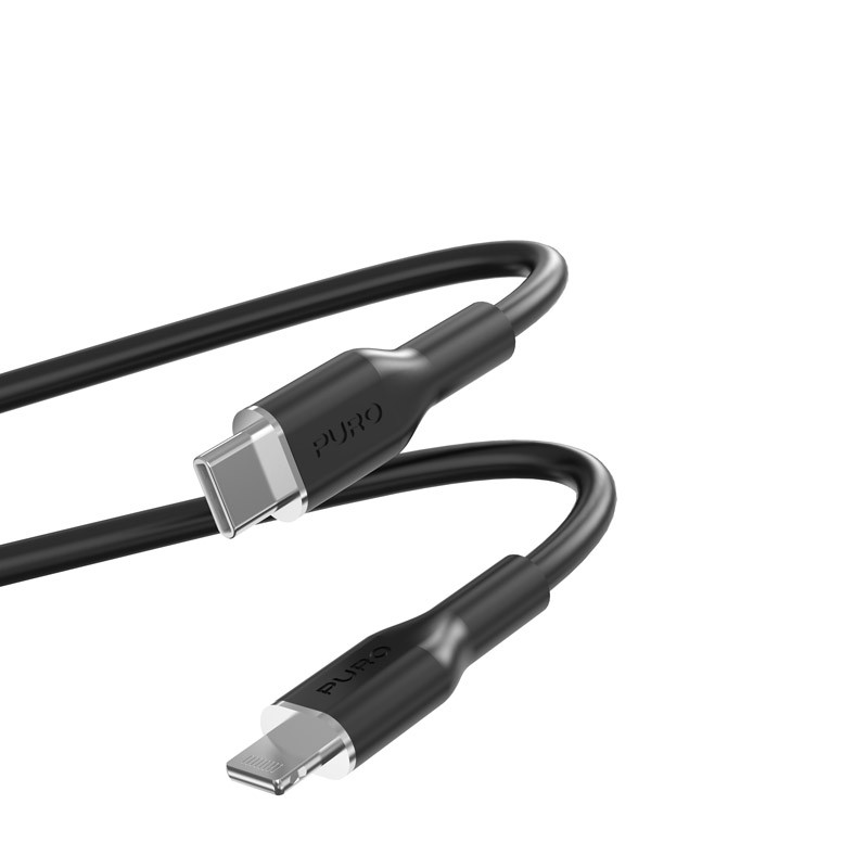 Kabel USB-C Do Lightning Certyfikat Mfi 1.5 m Puro Icon Soft Cable Czarny