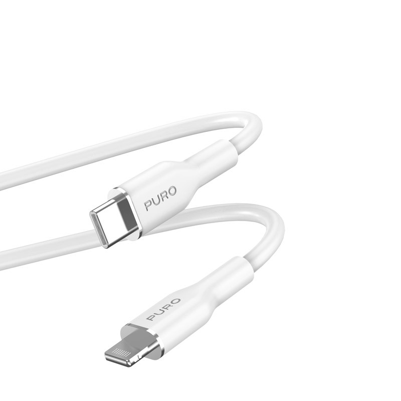 Kabel USB-C Do Lightning Certyfikat Mfi 1.5 m Puro Icon Soft Cable Biały