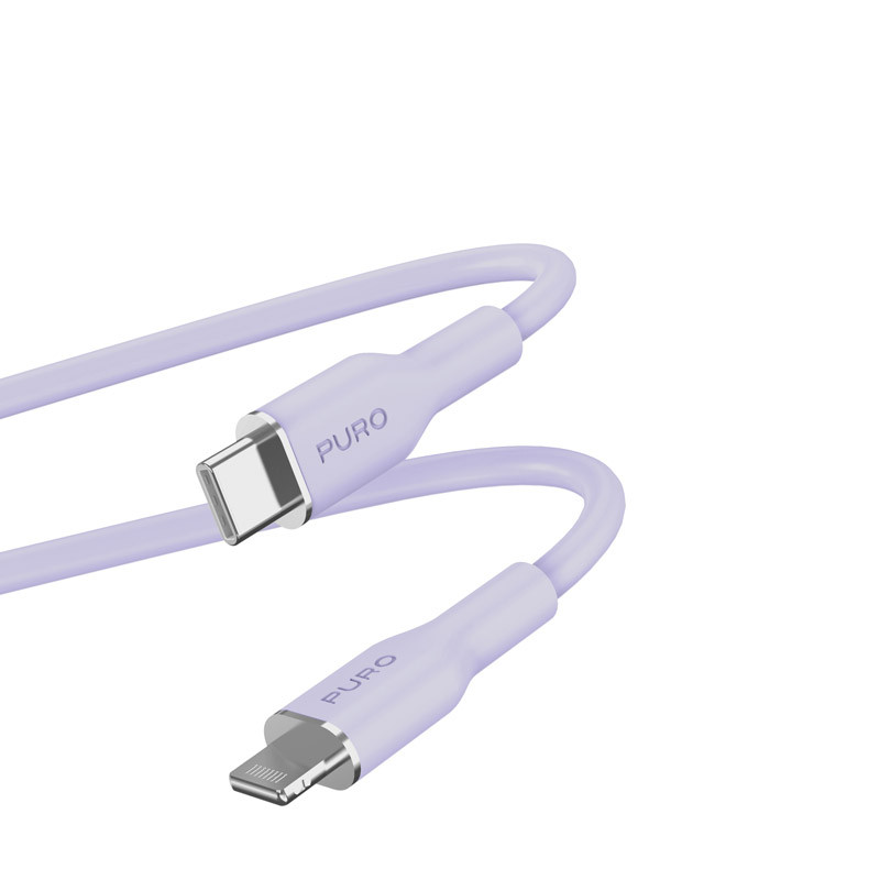 Kabel USB-C Do Lightning Certyfikat Mfi 1.5 m Puro Icon Soft Cable Fioletowy
