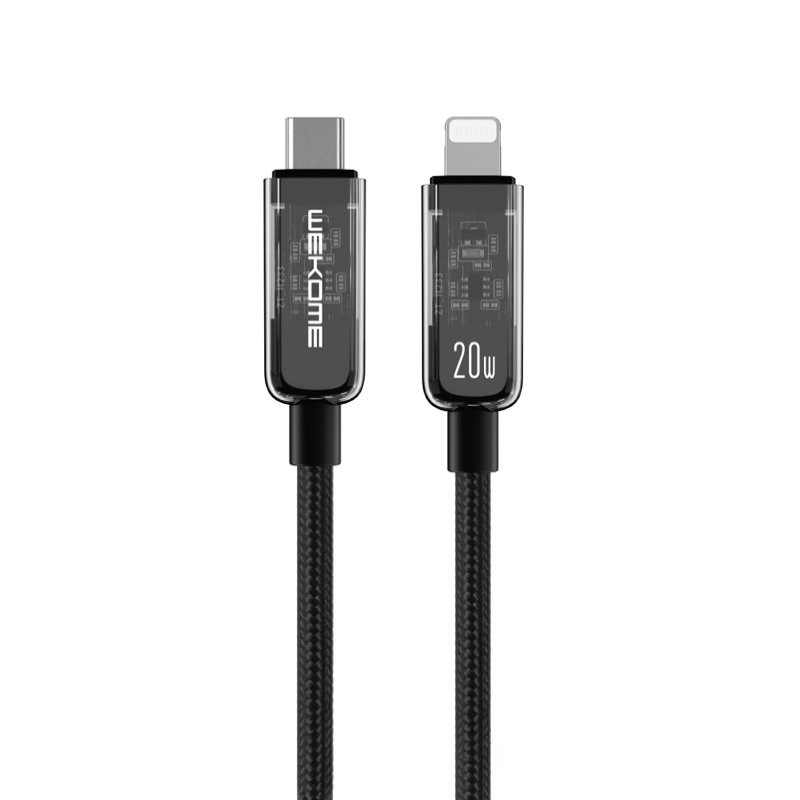 Kabel Połączeniowy USB-C Do Lightning Super Fast Charging PD 20 W 1.2 m Wekome WDC-181 Vanguard Series Czarny
